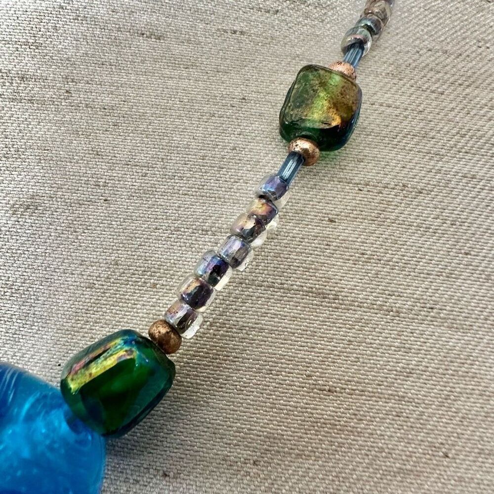 Blue green beaded necklace - Picture 6 of 10